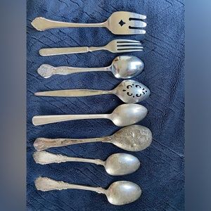 Silver plated and stainless spoon and fork